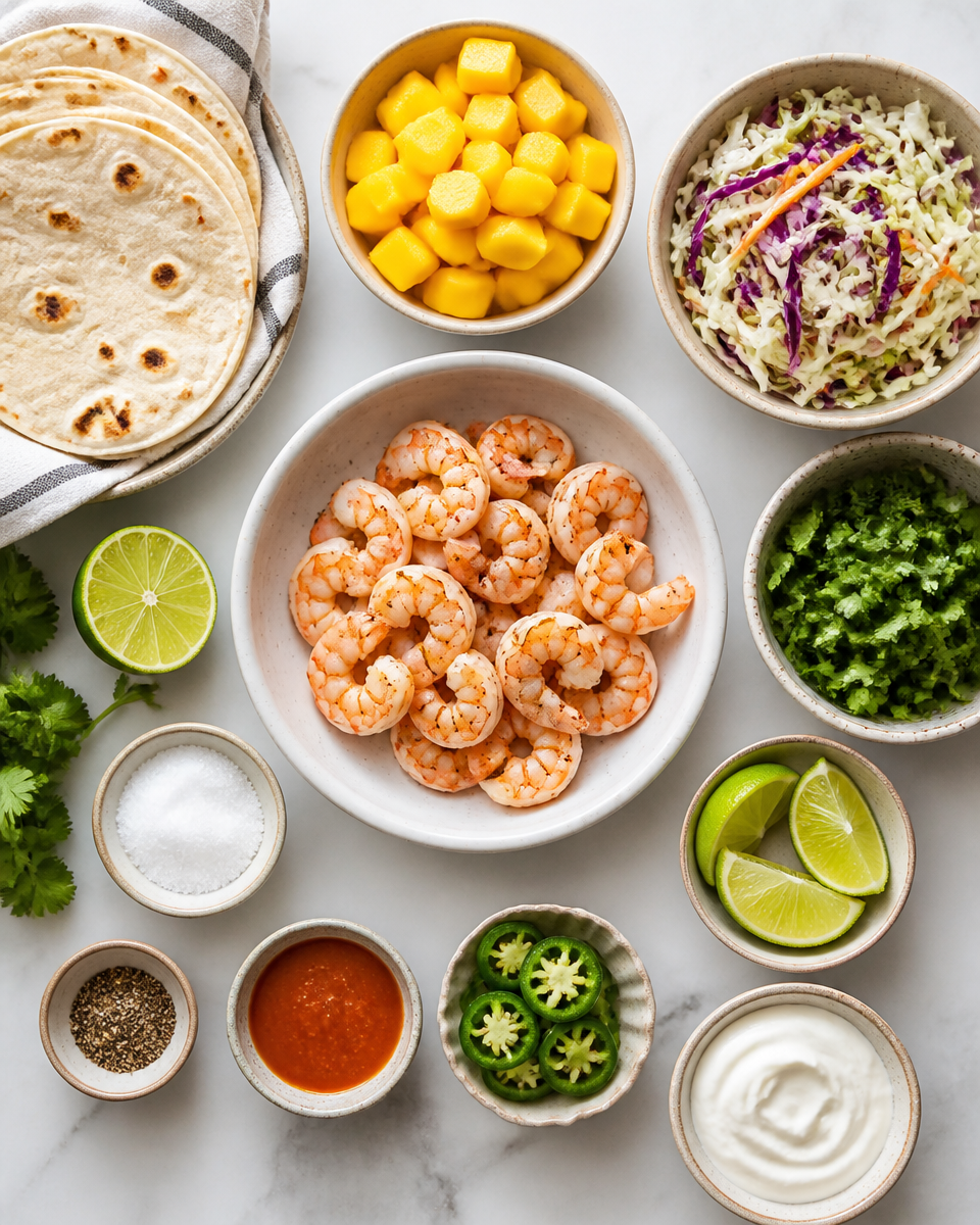 Mango Shrimp Tacos with Slaw