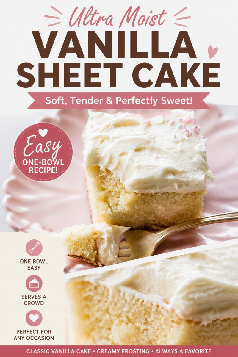 Easy Sheet Cake Vanilla — Simple Large Pan
