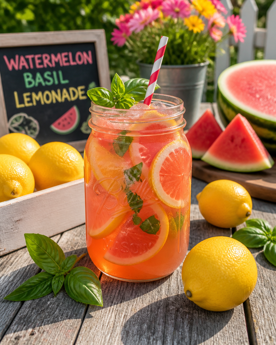 Easy Watermelon Basil Lemonade — Summer