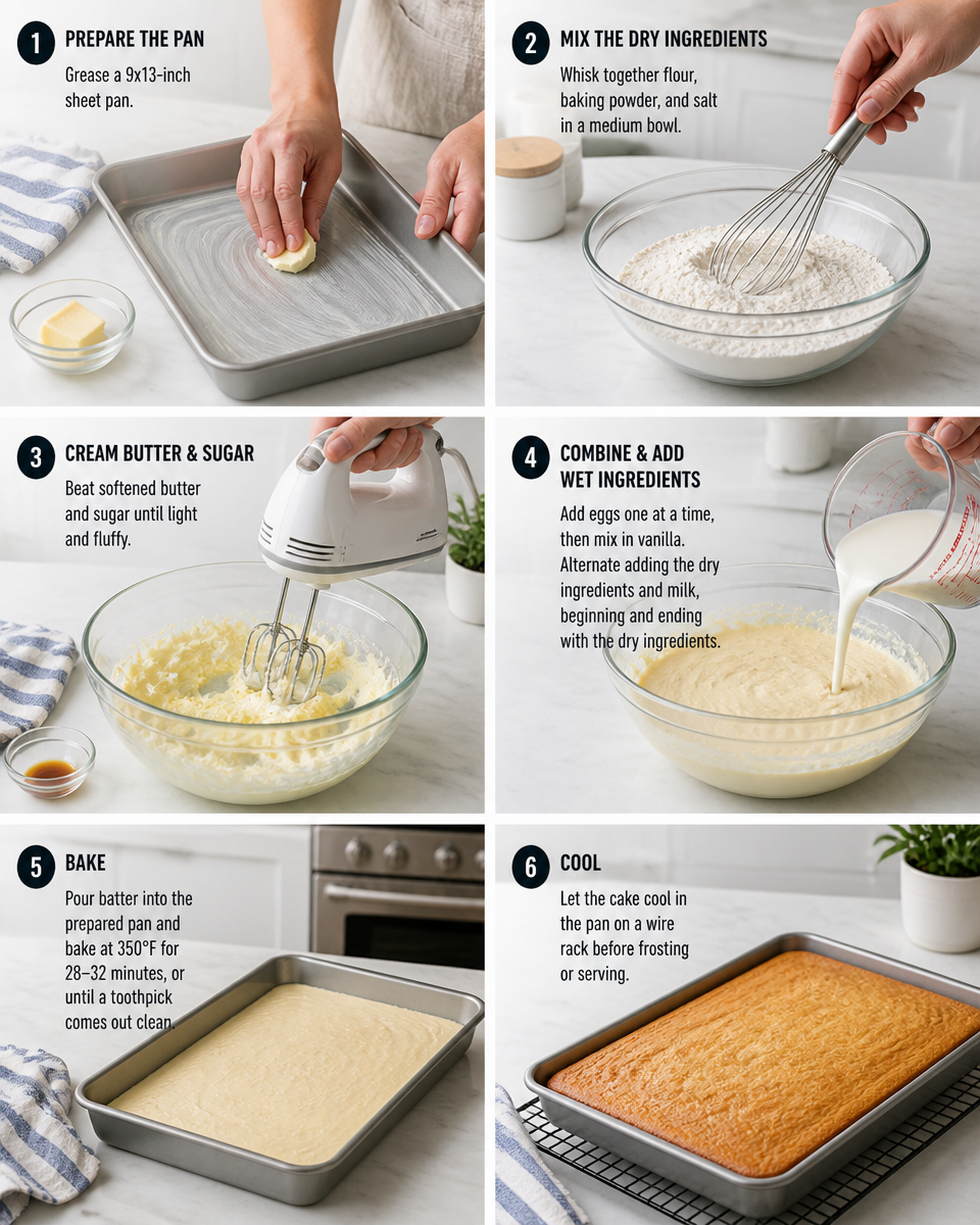 Easy Sheet Cake Vanilla — Simple Large Pan