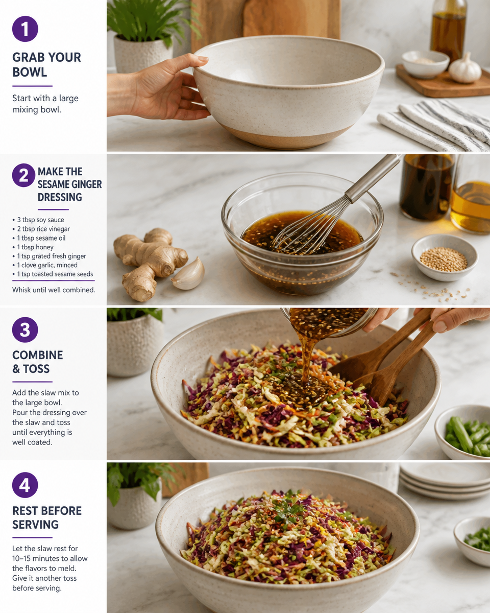 Easy Asian Slaw — Sesame Ginger Dressing