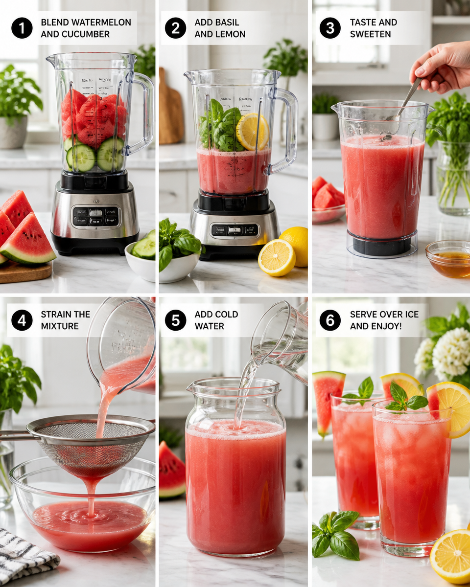 Easy Watermelon Basil Lemonade — Summer