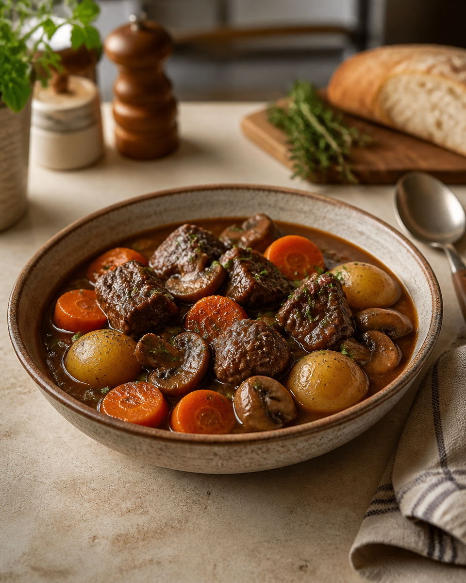 Slow Cooker Beef and Mushroom Stew