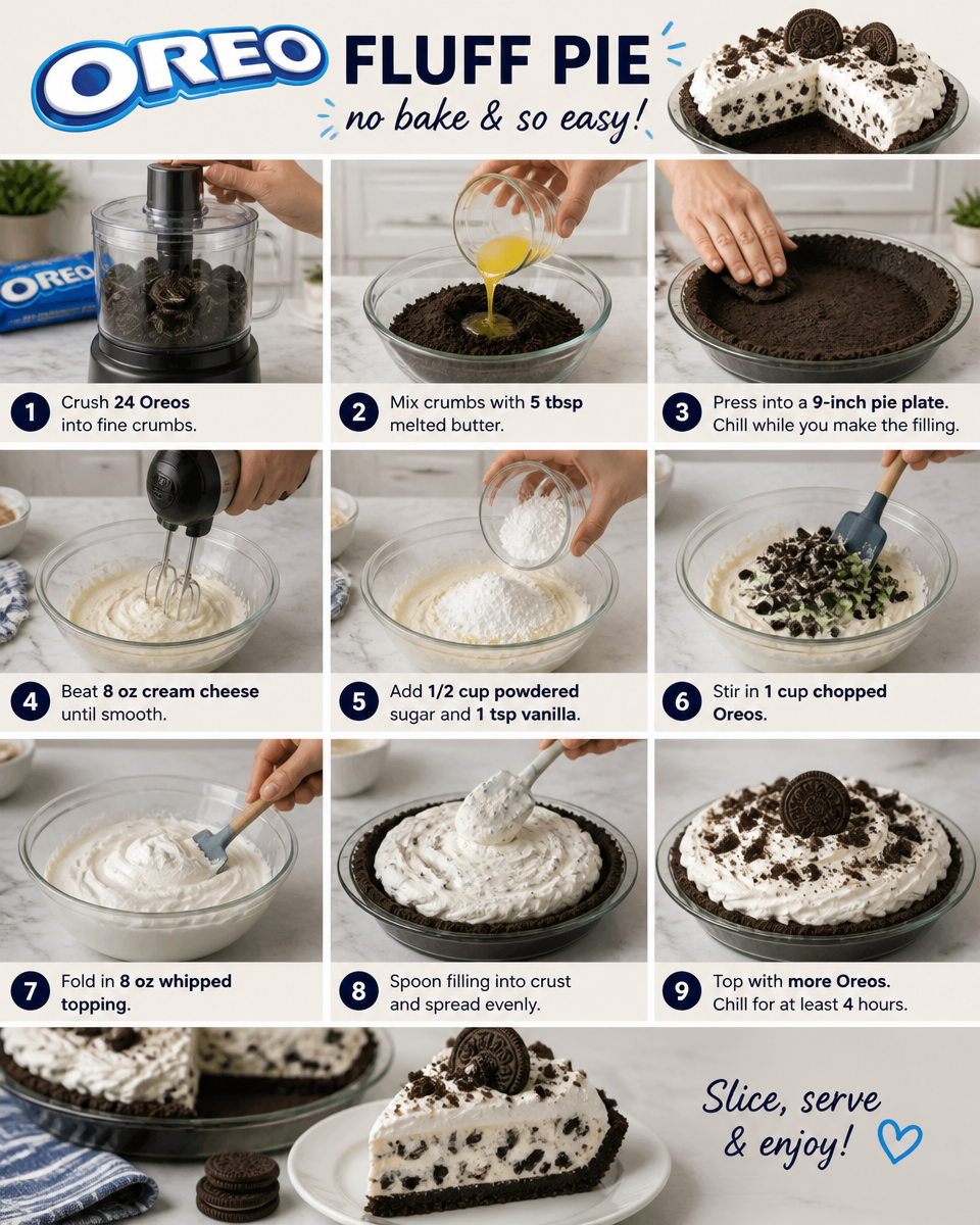Oreo Fluff Pie (No Bake)