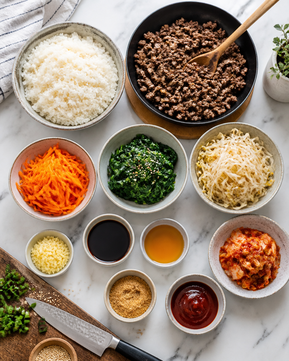 Easy Bibimbap — Korean Rice Bowl Ground Beef