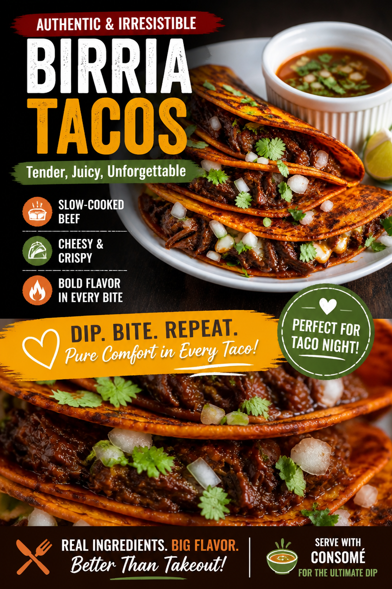 Birria Tacos with Consomé Dipping Sauce
