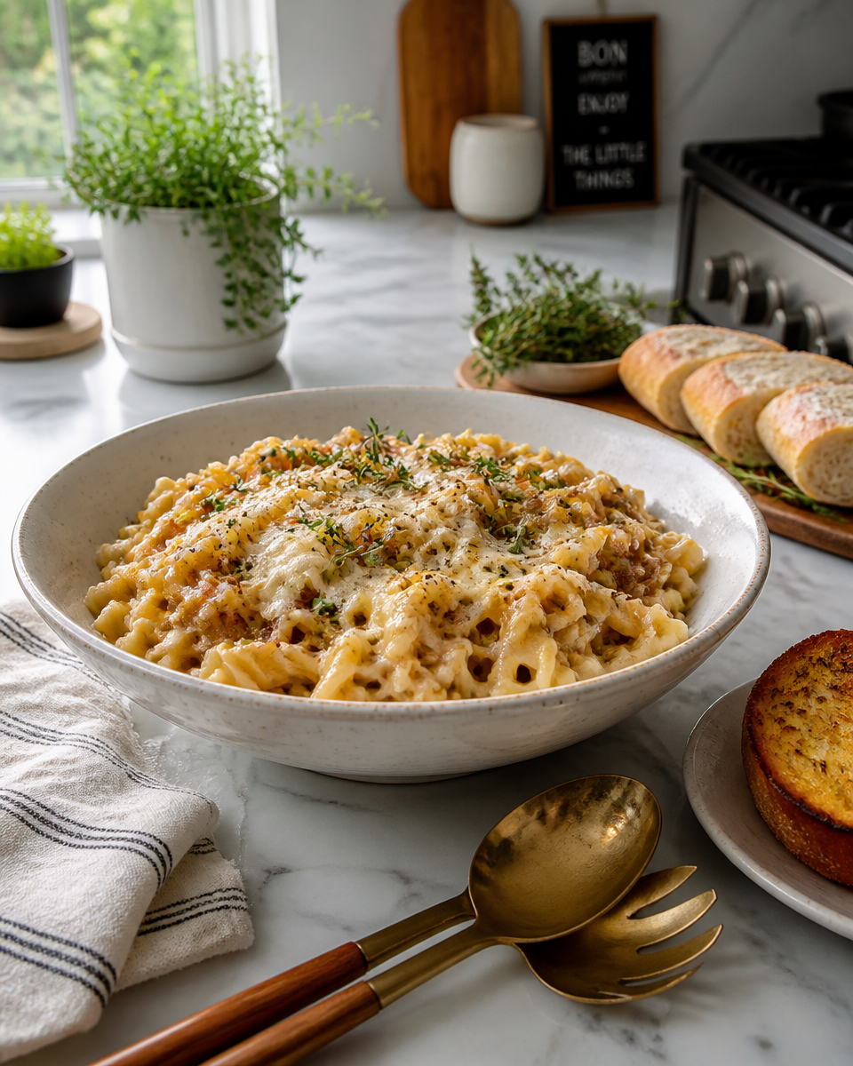 Easy French Onion Pasta — Caramelized Onion Gruyere