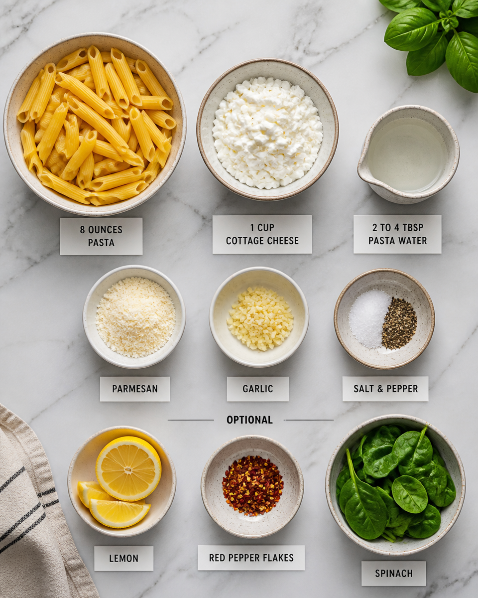 Easy High Protein Pasta — Cottage Cheese Sauce