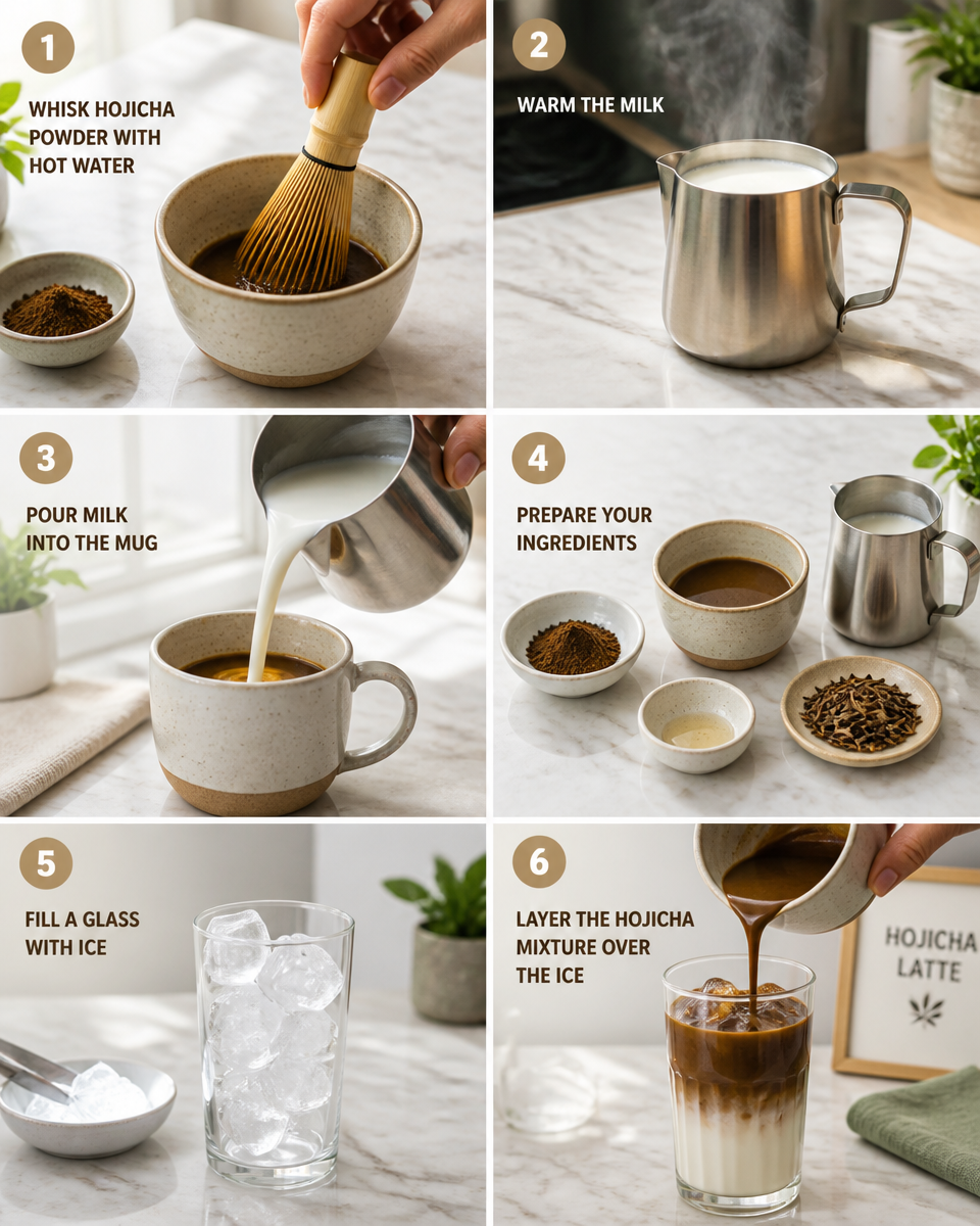 Easy Hojicha Latte — Japanese Roasted Green Tea Drink