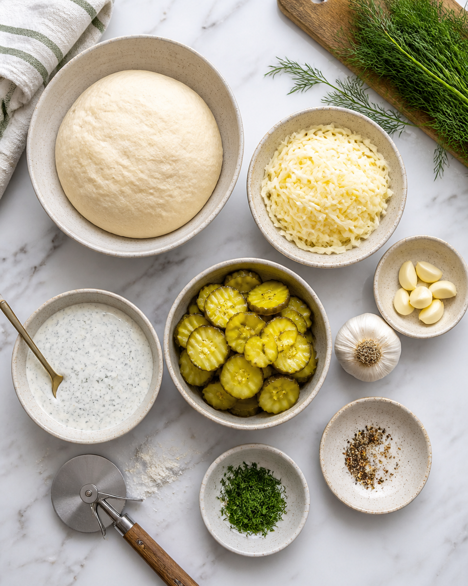 Easy Pickle Pizza — Dill Ranch White Sauce
