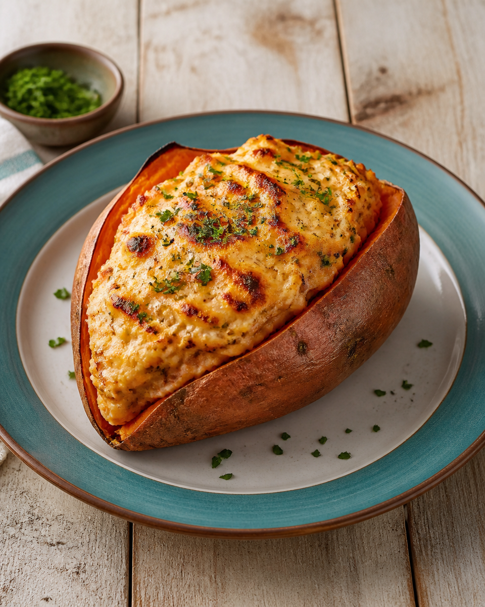 Sweet Potato Stuffed with Cream Cheese and Honey