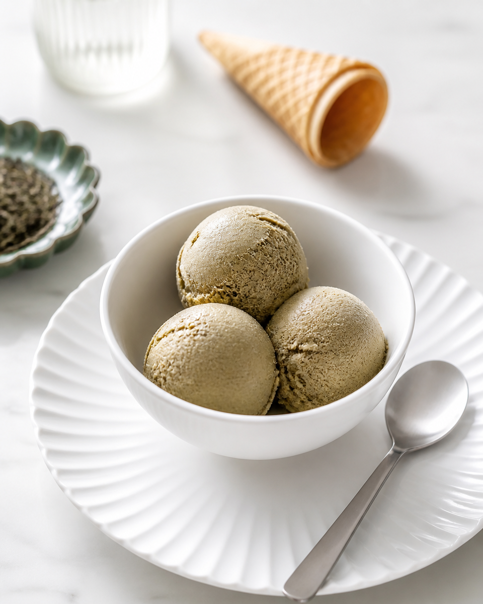 Hojicha Ice Cream (3 Ingredients, No Churn)