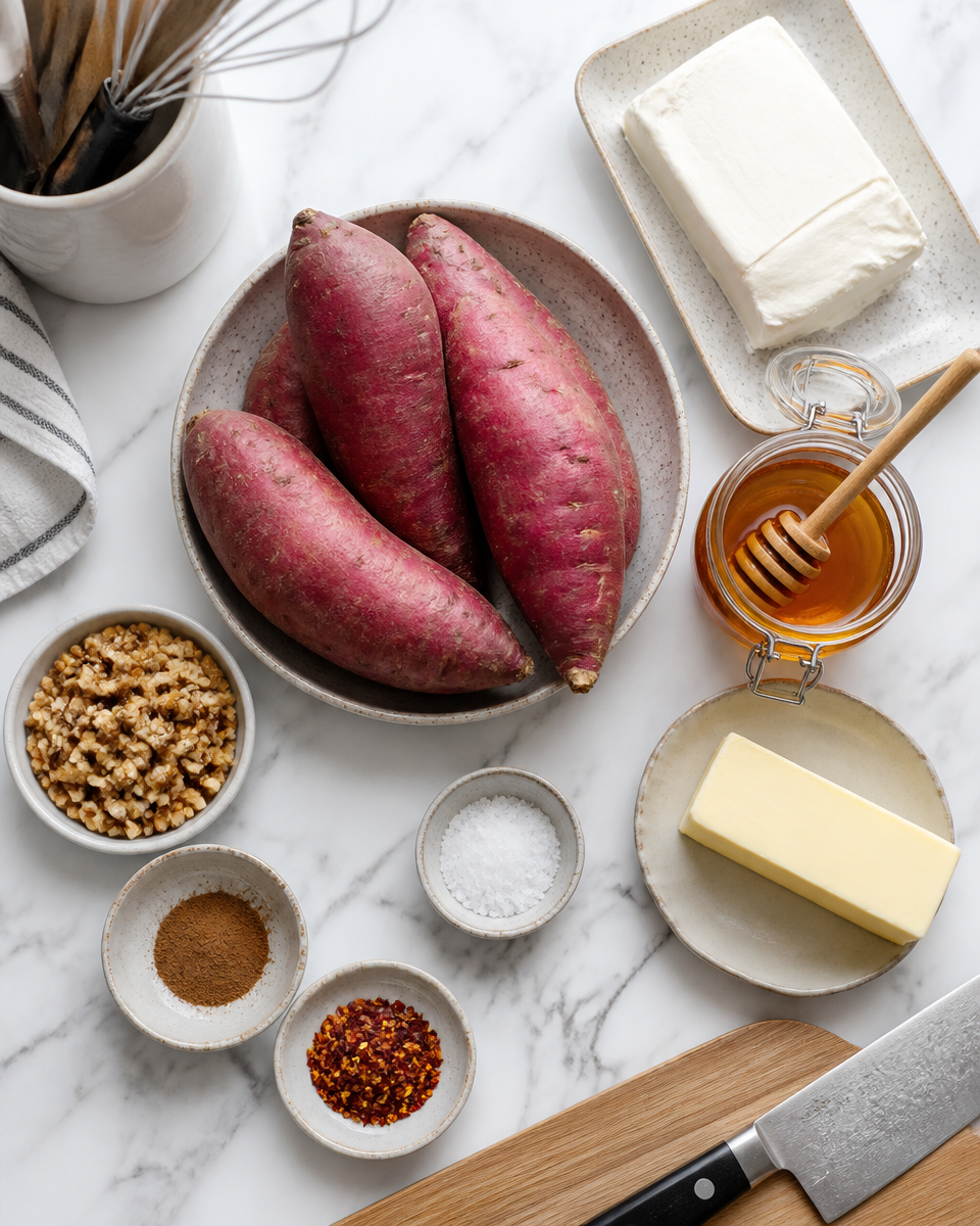 Sweet Potato Stuffed with Cream Cheese and Honey