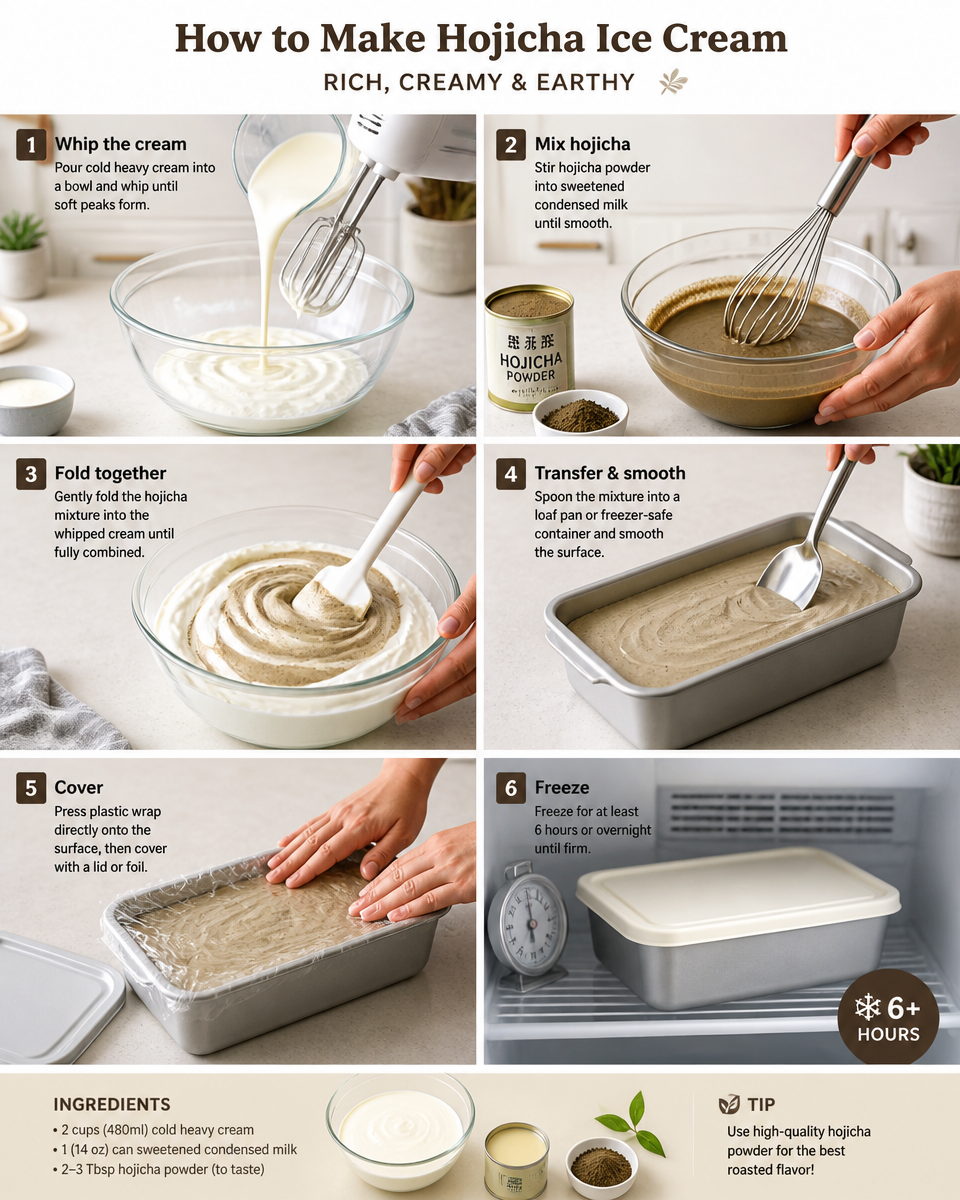 Hojicha Ice Cream (3 Ingredients, No Churn)