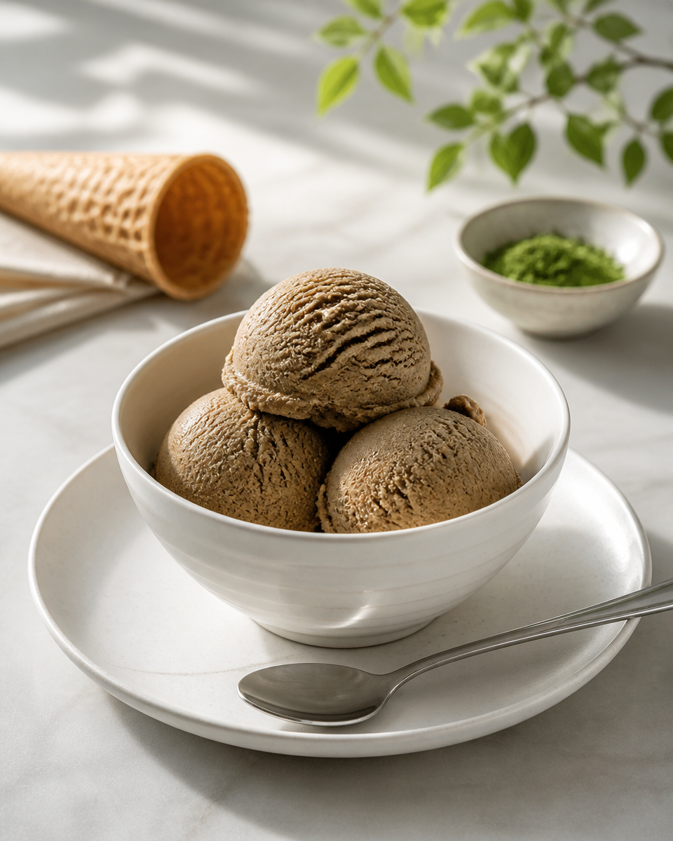 Easy Hojicha Ice Cream — No Churn Japanese Tea