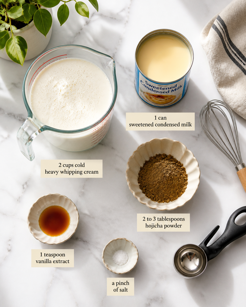 Easy Hojicha Ice Cream — No Churn Japanese Tea