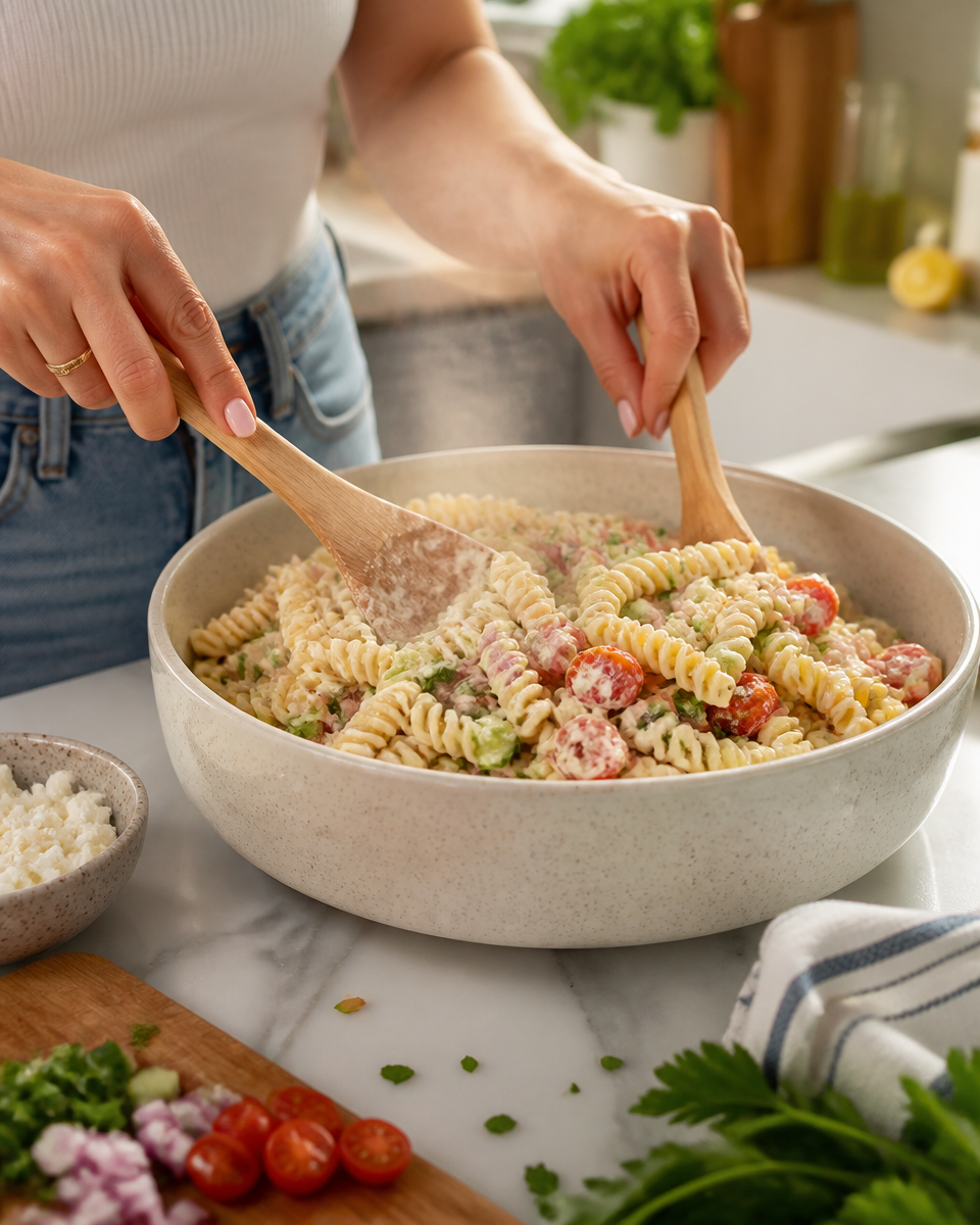 Easy Pickle Pasta Salad — Tangy Dill Summer Side