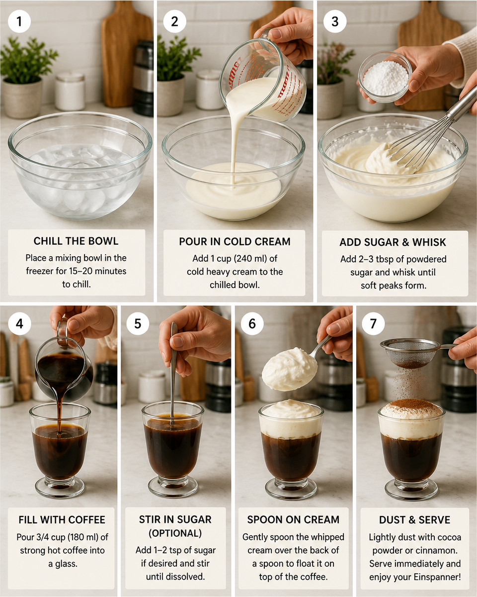 Easy Einspanner Coffee — Viennese Whipped Cream