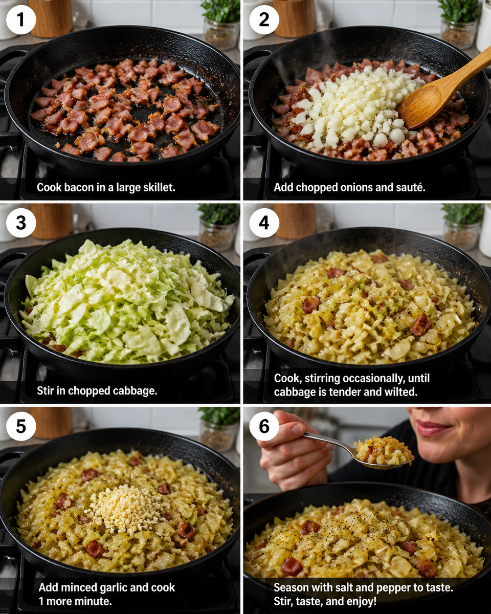 Easy Fried Cabbage with Bacon and Garlic