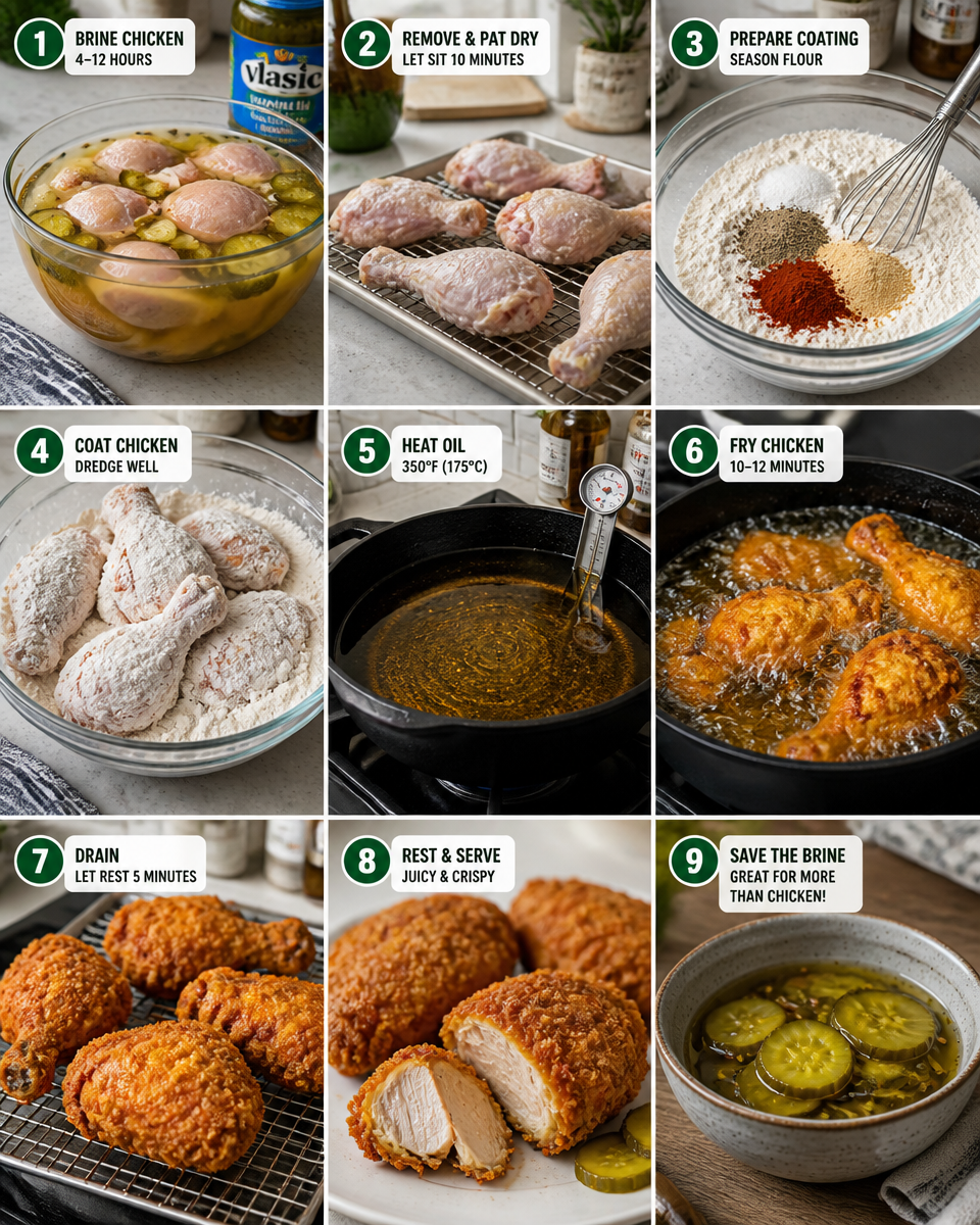 Pickle Juice Brined Fried Chicken