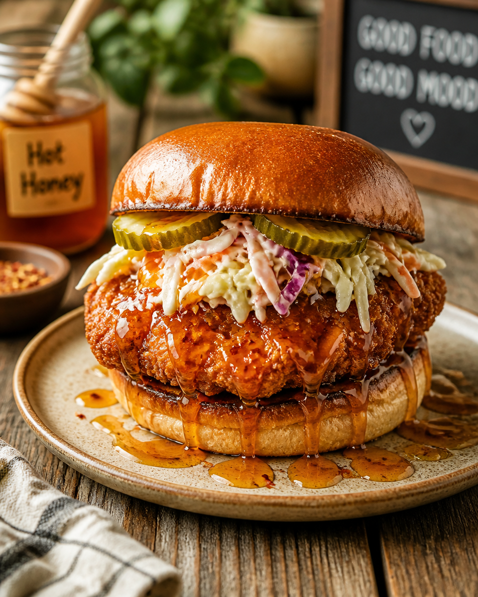 Easy Hot Honey Fried Chicken Sandwich — Crispy