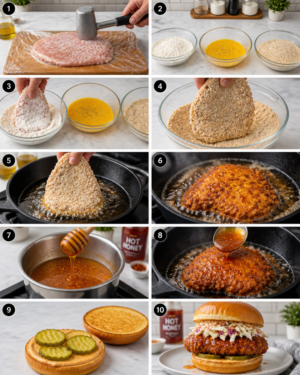 Easy Hot Honey Fried Chicken Sandwich — Crispy