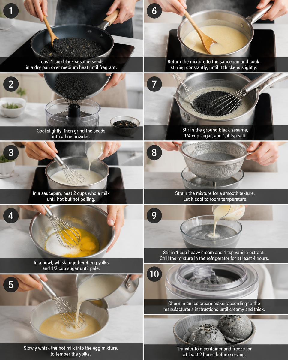 Easy Black Sesame Ice Cream — Viral Asian Dessert