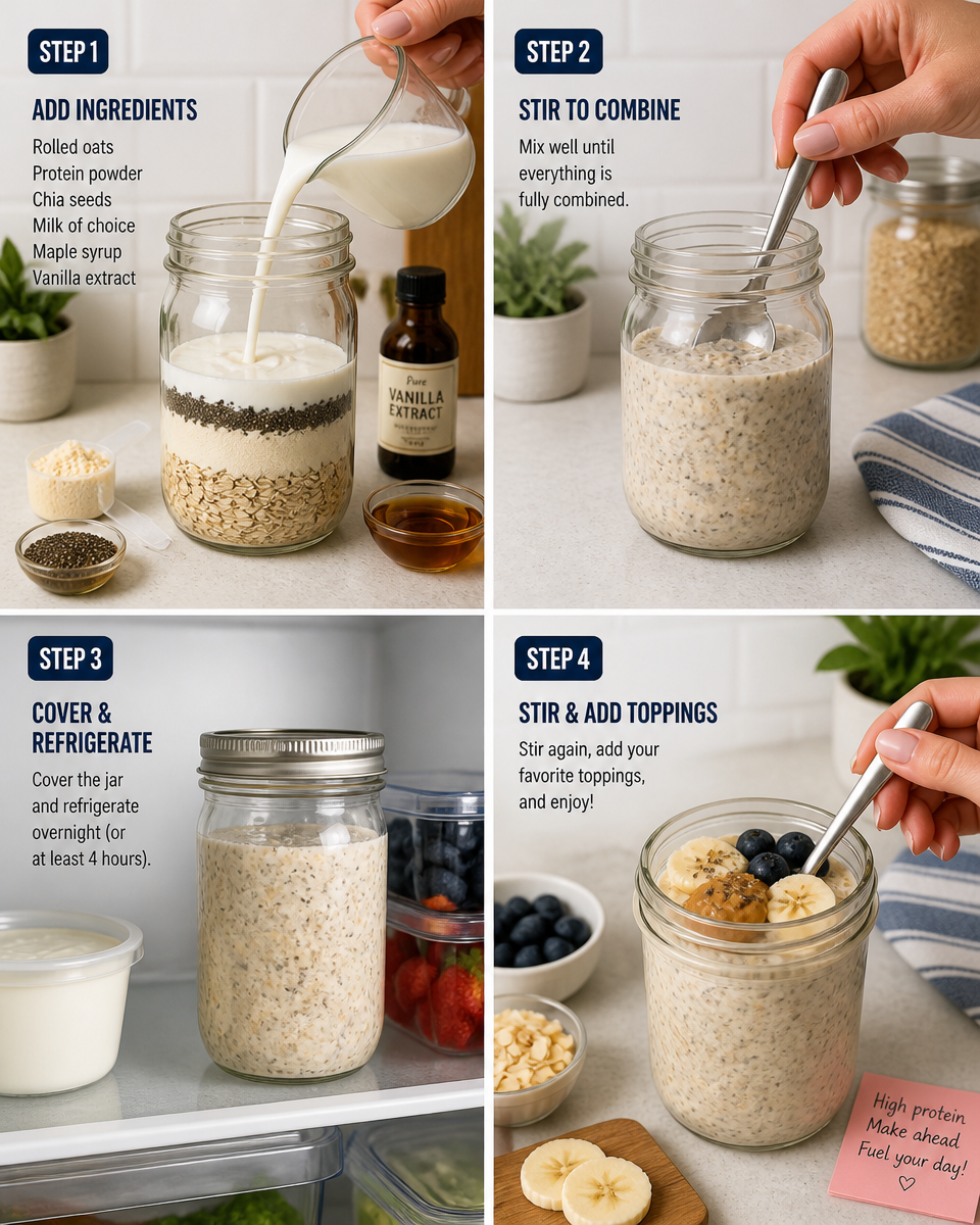 Easy High Protein Overnight Oats — Greek Yogurt