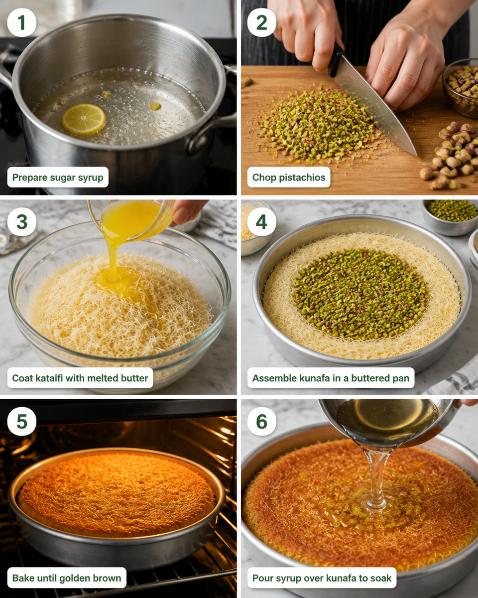 Easy Pistachio Kunafa — Middle Eastern Crispy Pastry