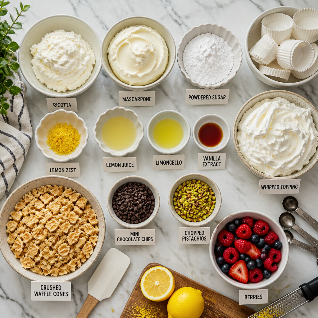 Cozy Creamy No-Bake Limoncello Cannoli Cups