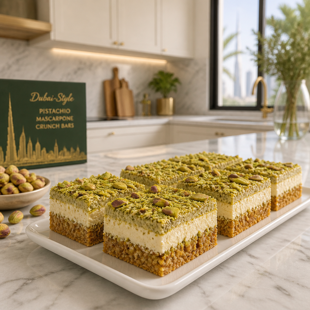 Dubai-Style Pistachio Mascarpone Crunch Bars - No-Bake
