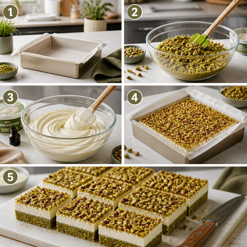 Dubai-Style Pistachio Mascarpone Crunch Bars - Easy No-Bake Delight