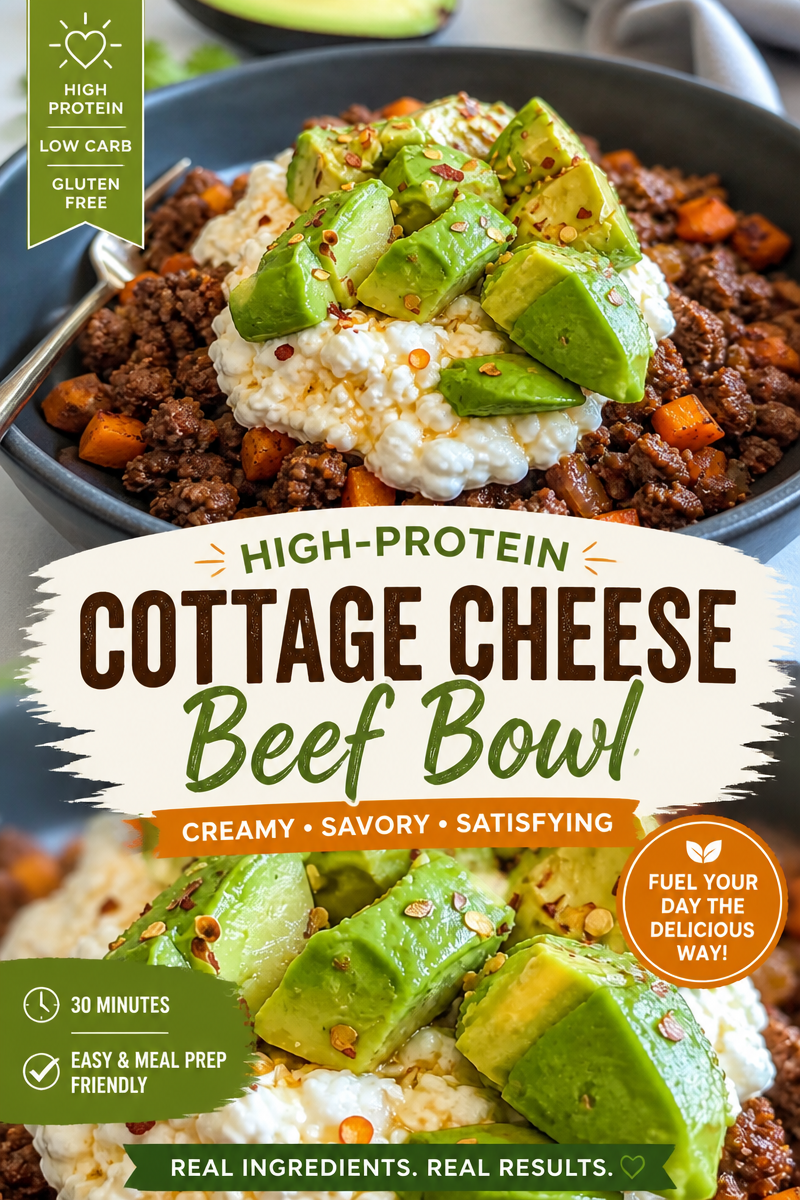 Ground Beef and Cottage Cheese Skillet Bowl