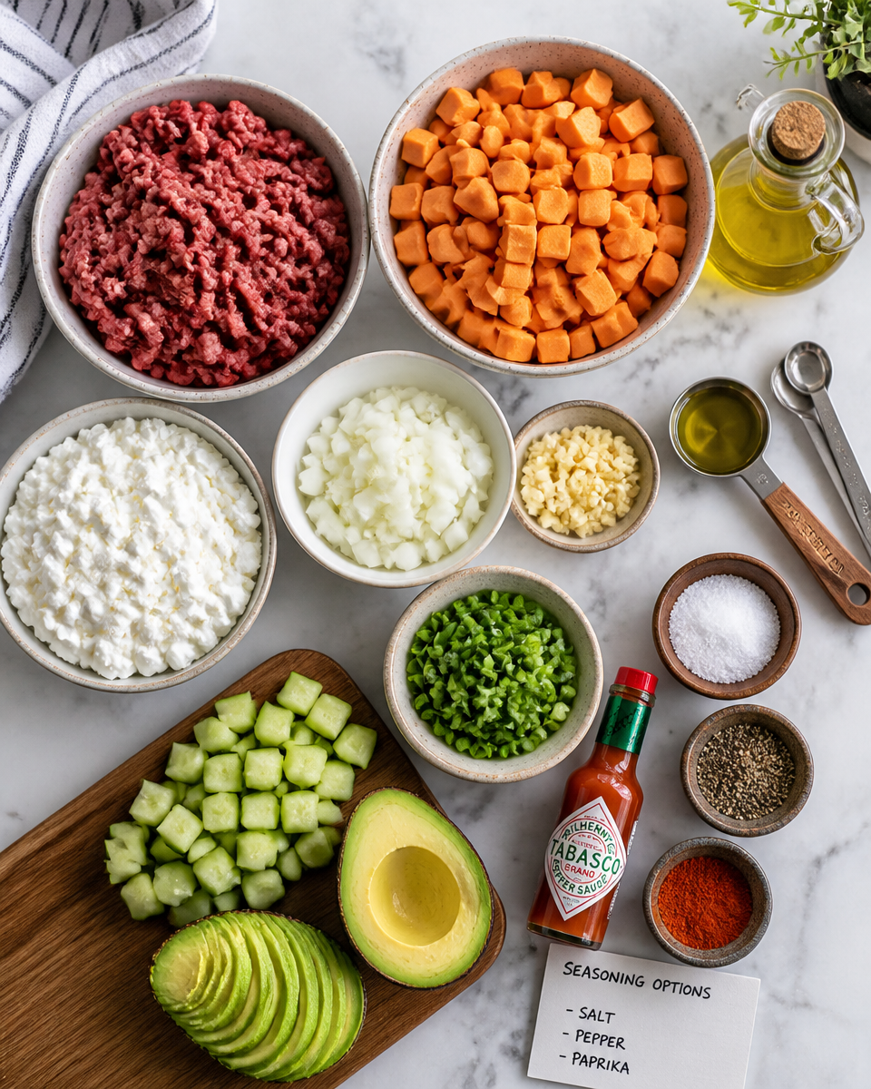 Ground Beef and Cottage Cheese Skillet Bowl