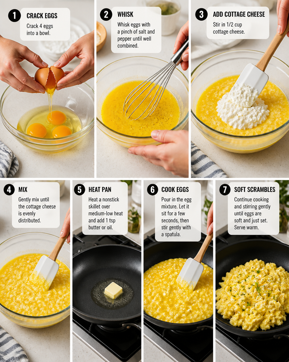Easy Cottage Cheese Scrambled Eggs — Fluffy Protein