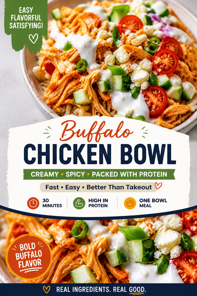 High Protein Buffalo Chicken Rice Bowl