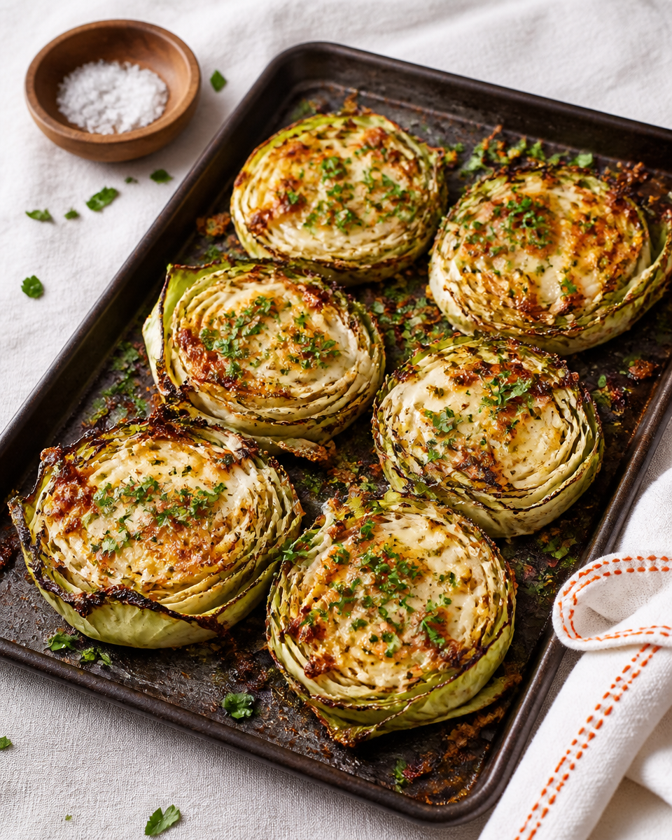 Roasted Cabbage Steaks with Parmesan