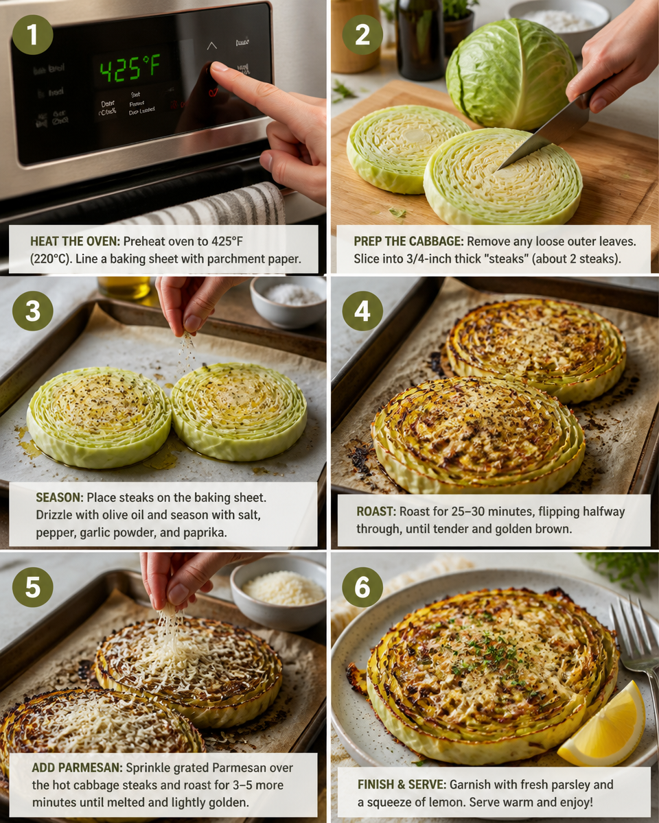 Roasted Cabbage Steaks with Parmesan