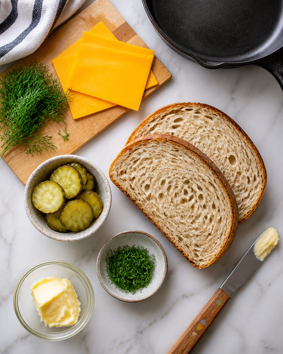 Easy Pickle Grilled Cheese — Dill Butter Toasted