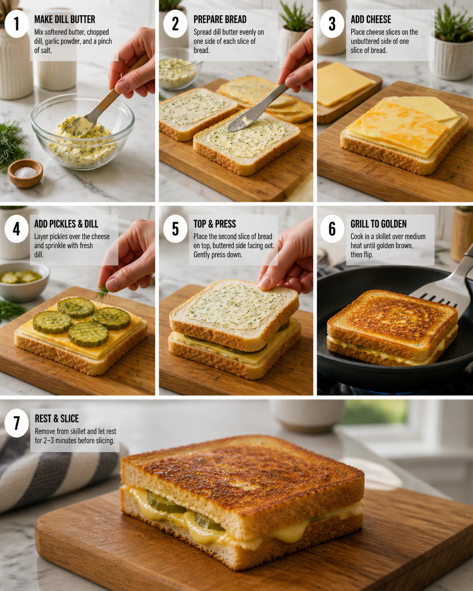 Easy Pickle Grilled Cheese — Dill Butter Toasted