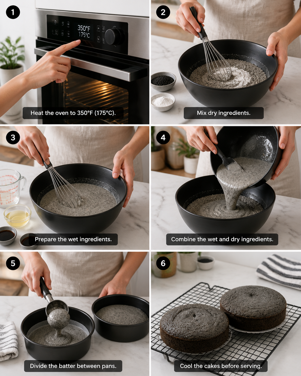 Easy Black Sesame Cake — Striking Dark Layered