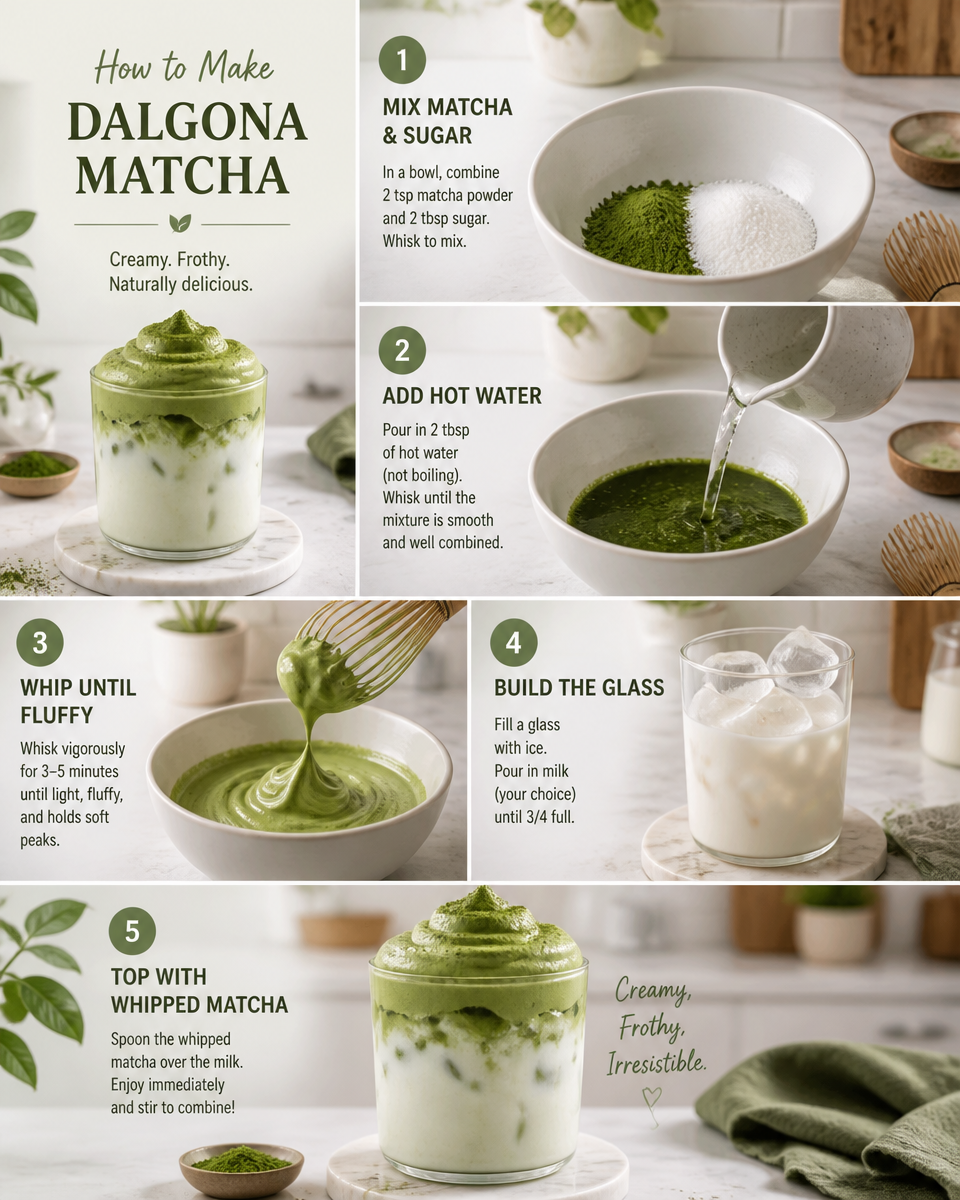 Easy Dalgona Matcha — Whipped Green Tea Drink