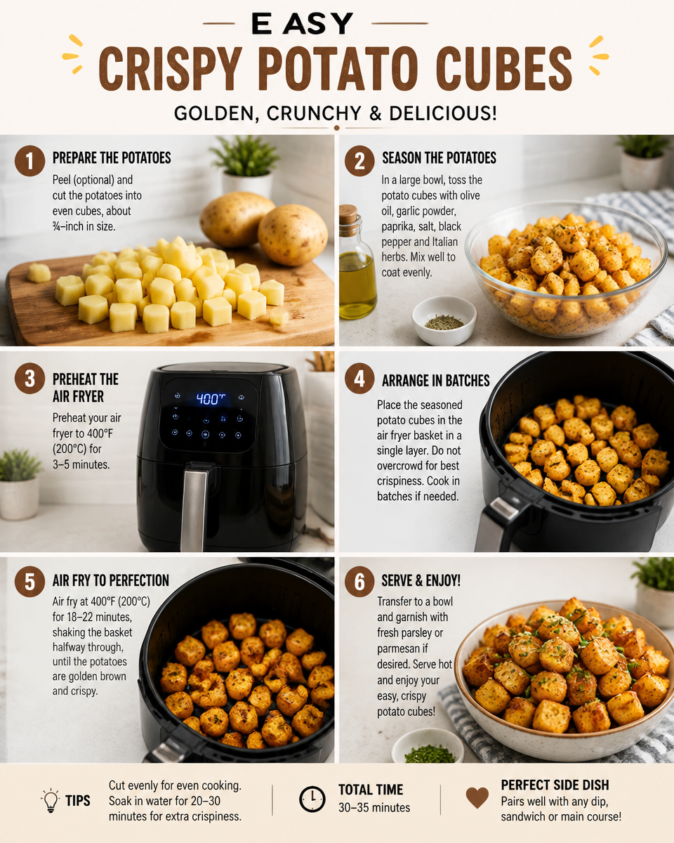 Easy Crispy Potato Cubes — Air Fryer Seasoned
