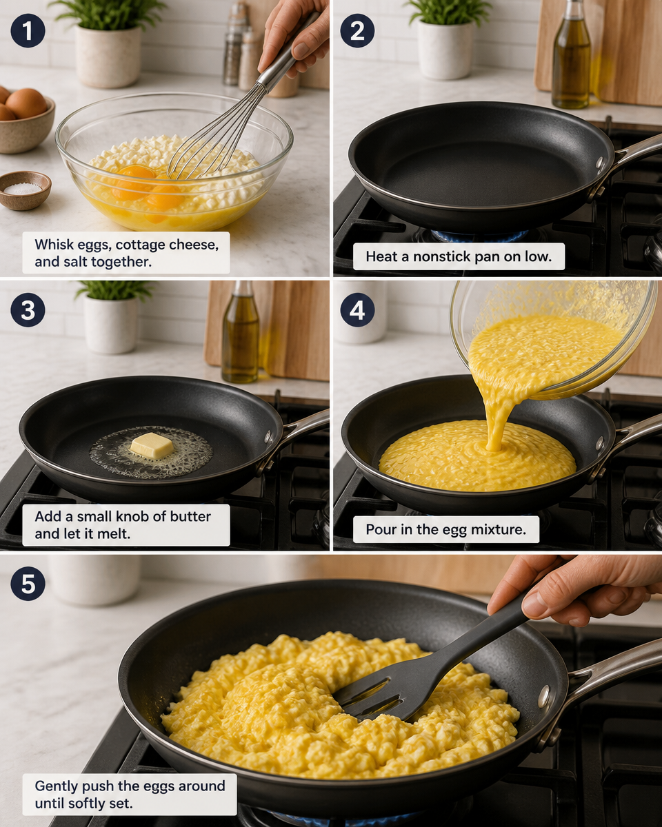 Cottage Cheese Scrambled Eggs (Creamy & Fluffy)