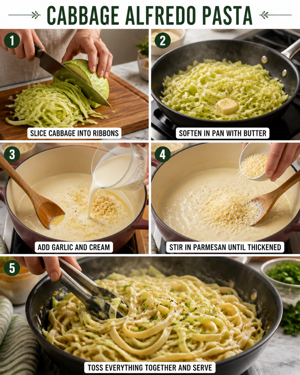 Cabbage Alfredo Pasta