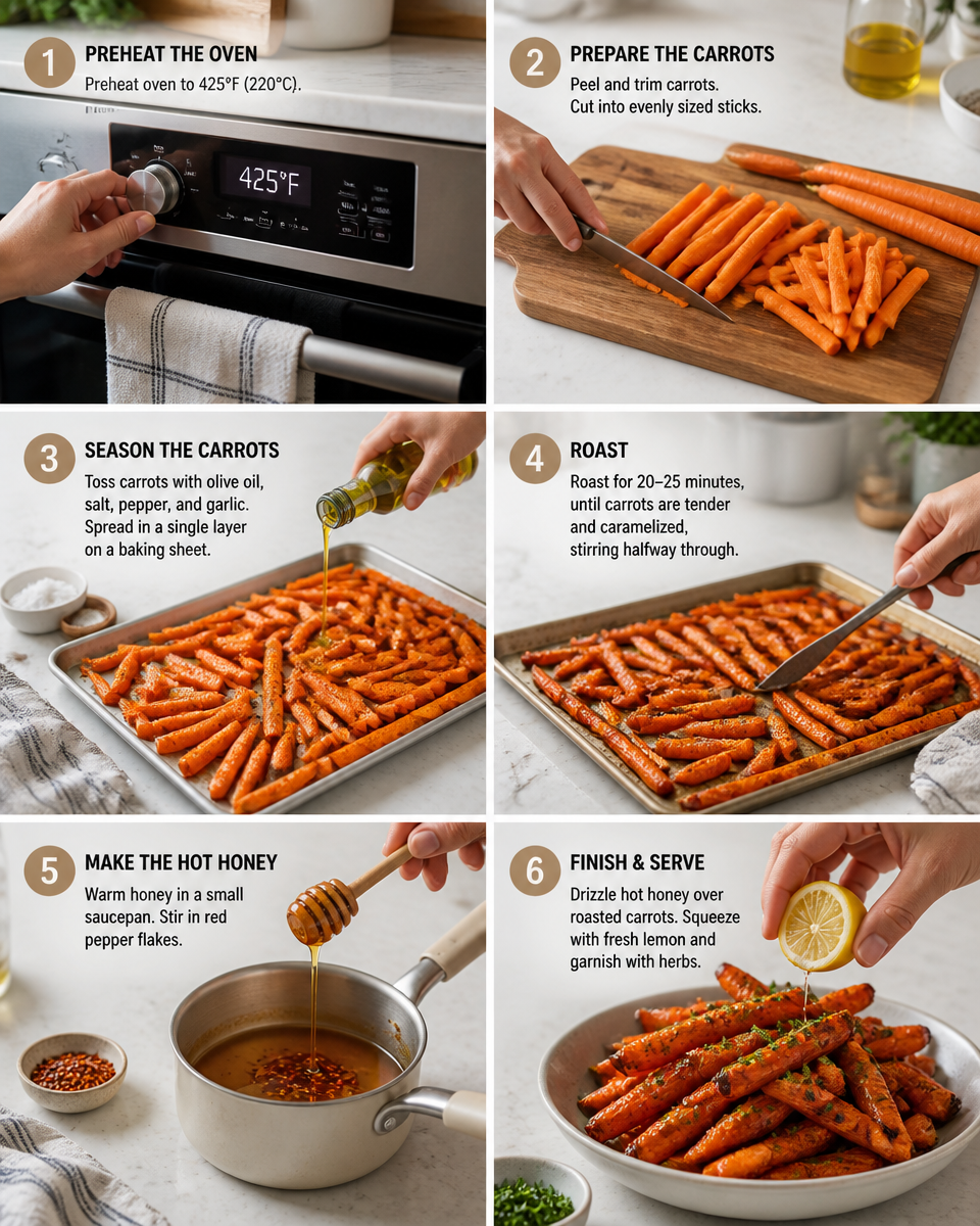 Easy Hot Honey Roasted Carrots — Sweet Spicy Side