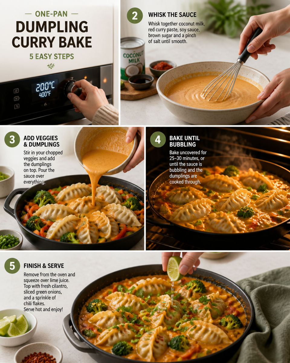 One Pan Dumpling Curry Bake