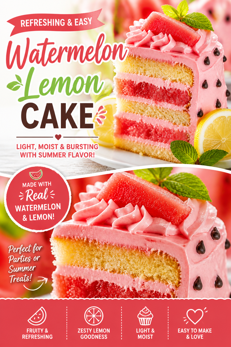 Easy Watermelon Lemonade Cake — Summer Drink Cake