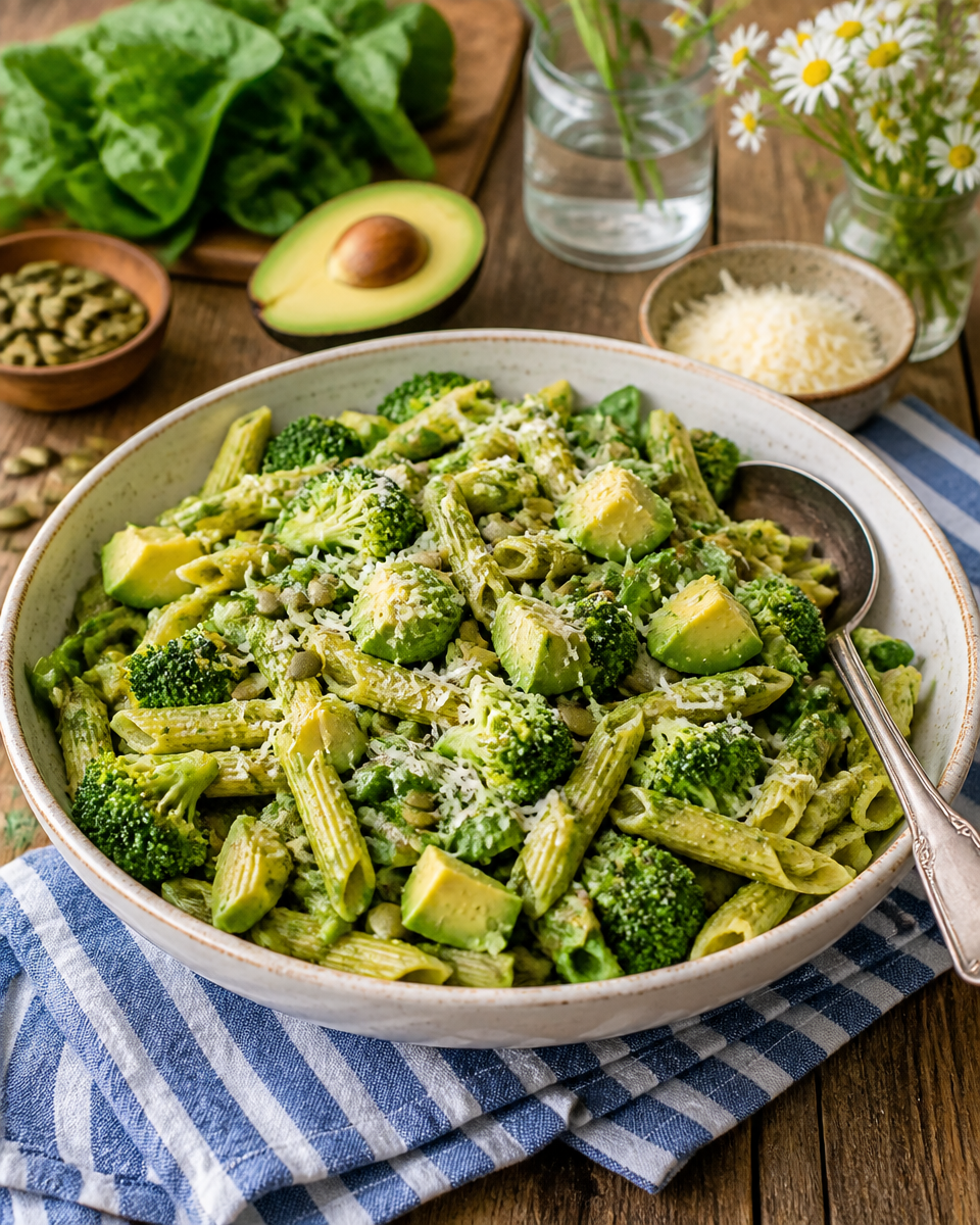 Easy Green Goddess Pasta — Herb Avocado Sauce