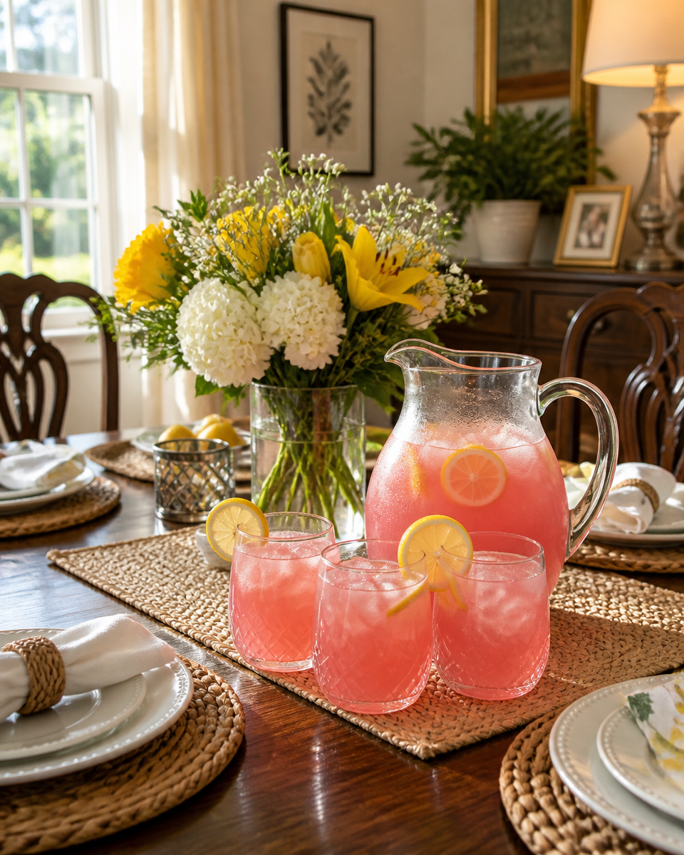 Easy Pink Lemonade Punch — Summer Party